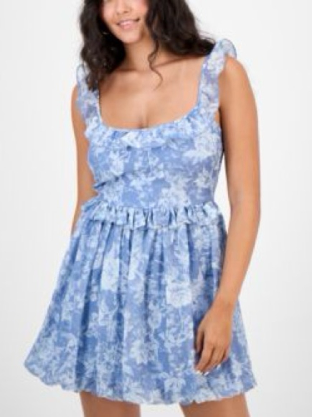 Cute Ruffle Strap Mini Dress